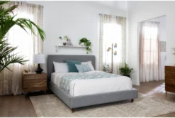 Dean Charcoal California King Upholstered Panel Bed -Furniture Store 102219 grey fabric bed room 43