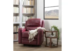 Scorpio Red Wallaway Swivel Glider Recliner -Furniture Store 107894 red fabric recliner room 35