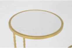 2 Piece Metal And Marble Side Tables -Furniture Store 209163 gold marble accent table detail 45
