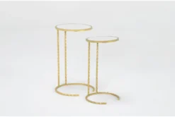 2 Piece Metal And Marble Side Tables