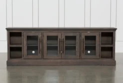 Wakefield 97" TV Stand With Glass Doors -Furniture Store 225443 brown wood tv stand 2