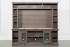 Wakefield 97" 2 Piece Wall Entertainment Center With Glass Doors -Furniture Store 225449 brown wood entertainment center 4