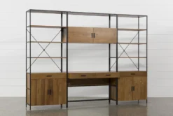 Hollis 3 Piece 115" Desk With Wide Cabinet Piers