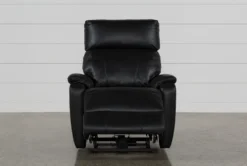 Connie Midnight Power Wallaway Recliner With Power Headrest & USB -Furniture Store 240982 black fabric recliner detail 03