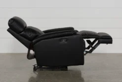 Connie Midnight Power Wallaway Recliner With Power Headrest & USB -Furniture Store 240982 black fabric recliner detail 06