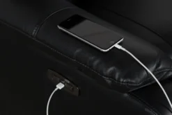 Connie Midnight Power Wallaway Recliner With Power Headrest & USB -Furniture Store 240982 black fabric recliner detail 09