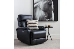 Connie Midnight Power Wallaway Recliner With Power Headrest & USB -Furniture Store 240982 black fabric recliner room 31