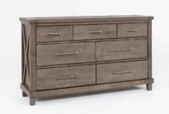Jaxon Grey 7 Drawer Dresser -Furniture Store 241125 grey wood dresser detail 09