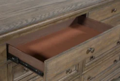 Chapman 8 Drawer Dresser -Furniture Store 242797 brown wood dresser feature 04