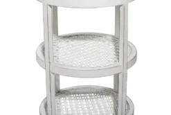3-Tier White Mirror Top And Cane Accent Table -Furniture Store 243284 white wood accent table detail 44