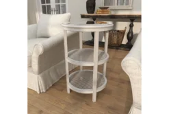 3-Tier White Mirror Top And Cane Accent Table -Furniture Store 243284 white wood accent table room 92