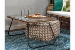 Pouf-Ivory And Khaki Jute & Chenille Square -Furniture Store 243484 natural fiber pouf room 41