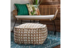 Pouf-Ivory And Khaki Jute & Chenille Square -Furniture Store 243484 natural fiber pouf room 43