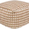 Pouf-Ivory And Khaki Jute & Chenille Square