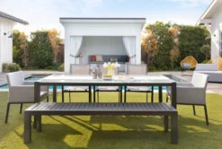 Ravelo Outdoor Dining Bench 27 Ravelo Outdoor Dining Bench -Furniture Store 243970 grey metal outdoor dining bench room 09