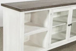 Dixon White 84" TV Stand With Glass Doors -Furniture Store 244783 white wood 84 inch tv stand 4 1
