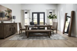 Gables 81-99" Extension Dining With Bench + Side Chair Set For 6 -Furniture Store 246106 brown wood dining set room 35