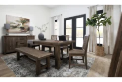 Gables 81-99" Extension Dining With Bench + Side Chair Set For 6 -Furniture Store 246106 brown wood dining set room 36