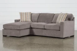 Taren II Reversible 93" Sofa/Chaise Sleeper With Storage Ottoman -Furniture Store 248436 grey fabric sleeper side 18