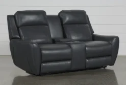 Bridget Grey 74" Power Reclining Console Loveseat With Power Headrest, Lumbar & USB