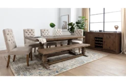 Caden 84" Dining With Bench + Biltmore Chair Set For 6 -Furniture Store 250457 natural wood dining set room 07