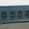 Belle Blue 70" TV Stand With Glass Doors -Furniture Store 250744 blue wood media console signature 01