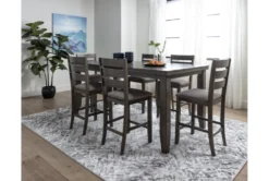 Ashford II 60-78" Extension Counter With Stool Set For 6 -Furniture Store 251027 grey wood counter height set room 31