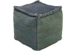 Pouf-Green And Blue Overstitch