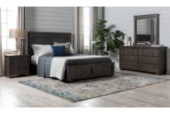 Marco Charcoal California King 4 Piece Bedroom Set -Furniture Store 251570 grey wood bedroom set room 06