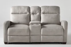 Jarrell Light Grey 71" Power Reclining Storage Console Loveseat With USB