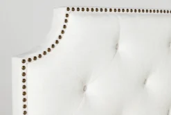 Sophia II California King Upholstered Panel Bed -Furniture Store 255538 beige fabric bed detail 04