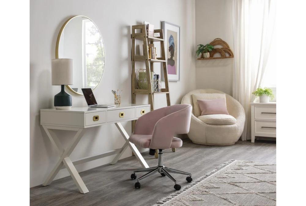 Phoebe Blush Velvet Rolling Office Chair 13 Phoebe Blush Velvet Rolling Office Chair - Image 11