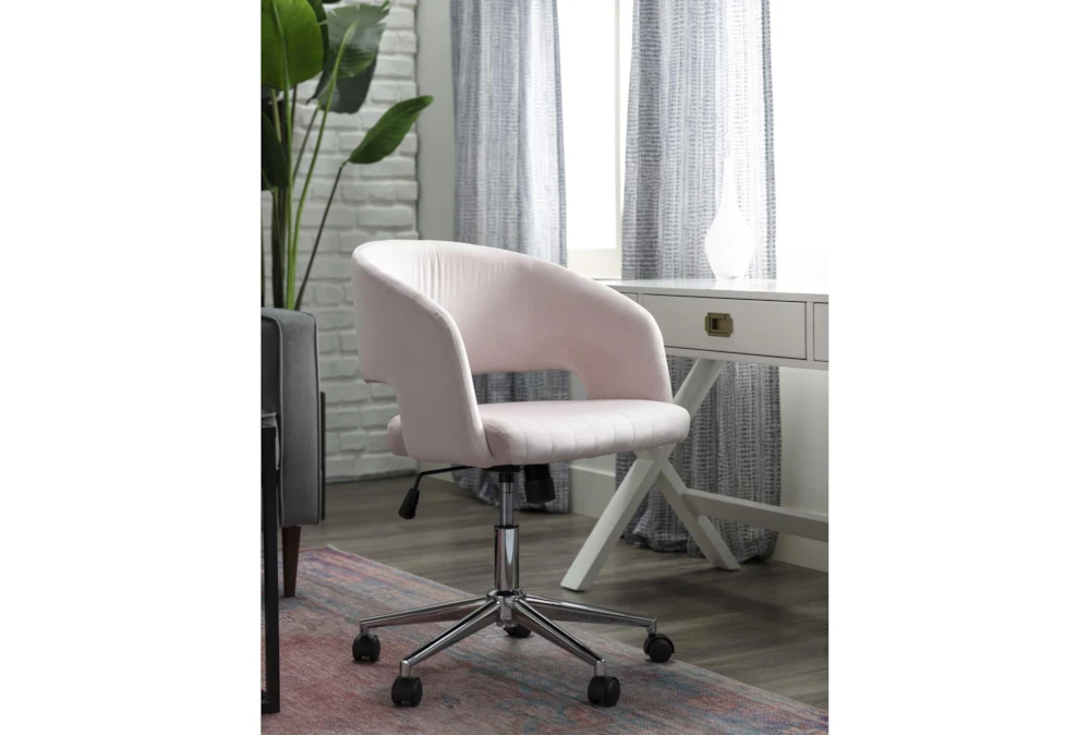 Phoebe Blush Velvet Rolling Office Chair 7 Phoebe Blush Velvet Rolling Office Chair - Image 5