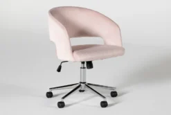 Phoebe Blush Velvet Rolling Office Chair 15 Phoebe Blush Velvet Rolling Office Chair -Furniture Store 256361 pink multi media office chair side 02