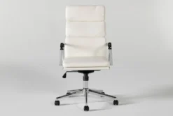 Moby White Faux Leather High Back Rolling Office Chair