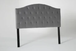 Bella California King Velvet Upholstered Headboard -Furniture Store 257072 grey fabric bed component side 18