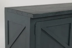 Sinclair Blue Lagoon 78" TV Stand With Glass Doors -Furniture Store 258161 blue wood media console detail 44