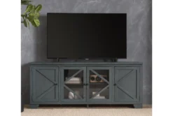 Sinclair Blue Lagoon 78" TV Stand With Glass Doors -Furniture Store 258161 blue wood media console room 85