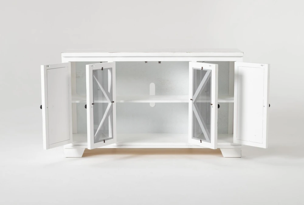 Sinclair II White 54" TV Stand With Glass Doors 4 Sinclair II White 54" TV Stand With Glass Doors - Image 2