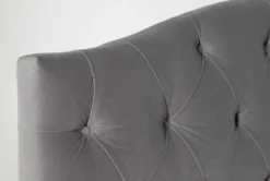 Bella California King Velvet Upholstered Headboard With Metal Bed Frame -Furniture Store 258388 grey fabric bed detail 03