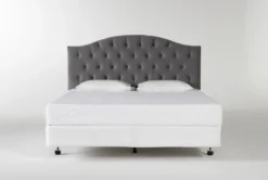 Bella California King Velvet Upholstered Headboard With Metal Bed Frame