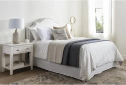 Brielle King Upholstered Headboard With Metal Bed Frame -Furniture Store 258398 beige fabric bed room 36 1