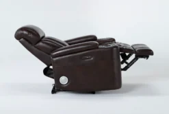 Eastwood Espresso Home Theater Power Wallaway Recliner With Power Headrest, Bluetooth & USB -Furniture Store 260964 brown polyester wallaway v2 recline 25