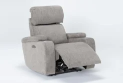 Frazier Stone Power Wallaway Recliner Recliner With Power Headrest & USB -Furniture Store 261569 brown polyester wallaway side 20