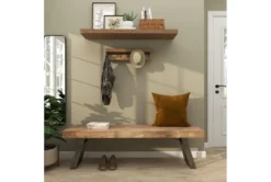 63" Industrial Metal And Wood Bench -Furniture Store 262744 brown wood dining bench room 85