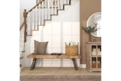 63" Industrial Metal And Wood Bench -Furniture Store 262744 brown wood dining bench room 86