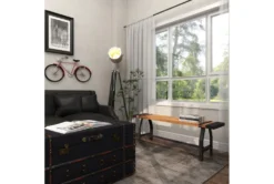 Brown 55" Wood Bench -Furniture Store 262764 brown metal dining bench room 92