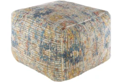 Pouf-Blue Saffron Jute Blend