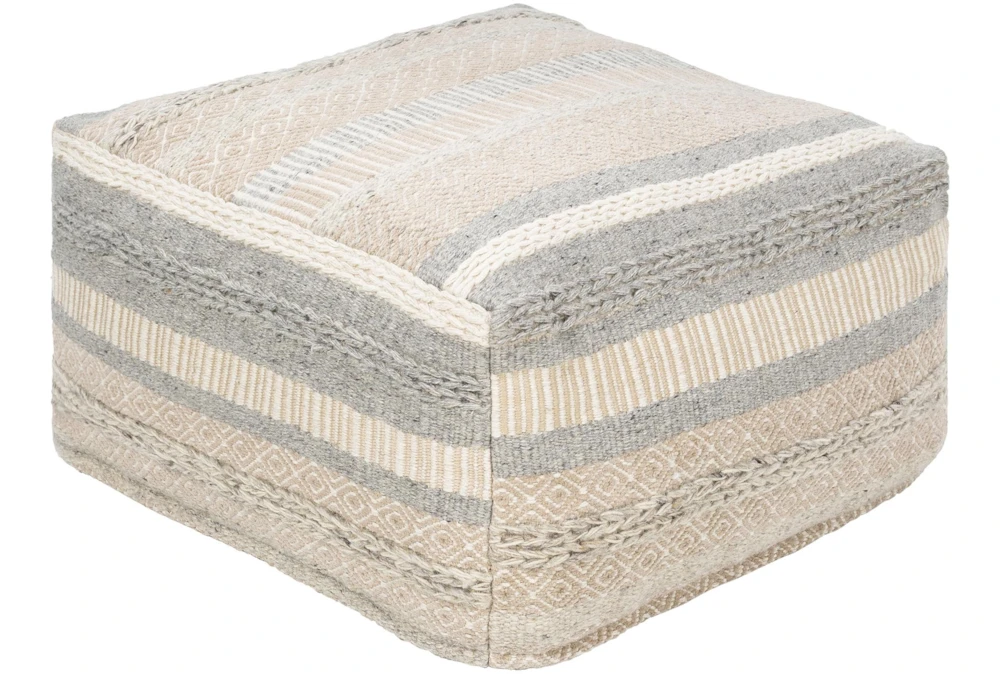 Pouf-Grey Beige Stripe 3 Pouf-Grey Beige Stripe