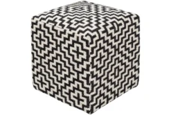 Pouf-Black White Geometric